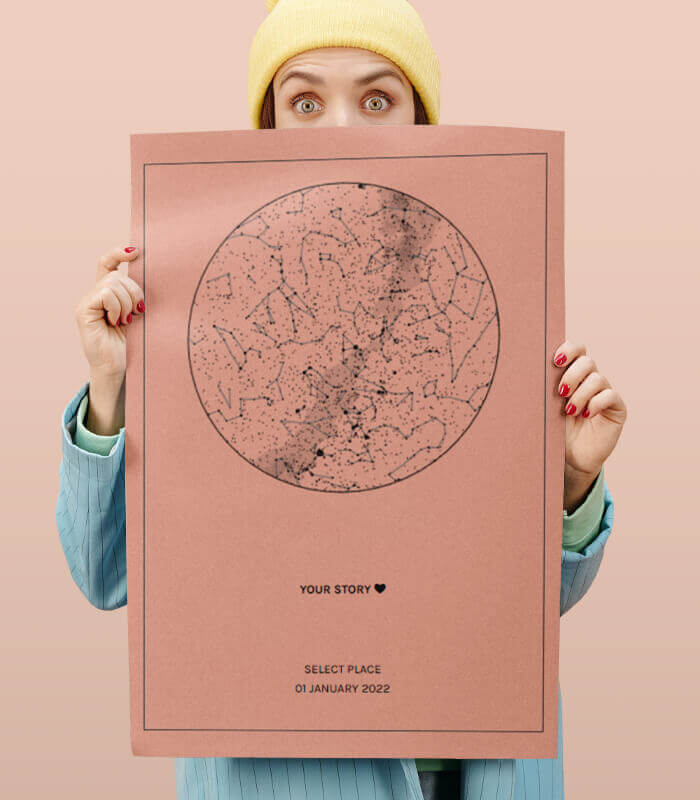 Image of Starry Sky Poster with Celestial Bodies and Constellations | Customized by Occasion and Date - A lasting memento